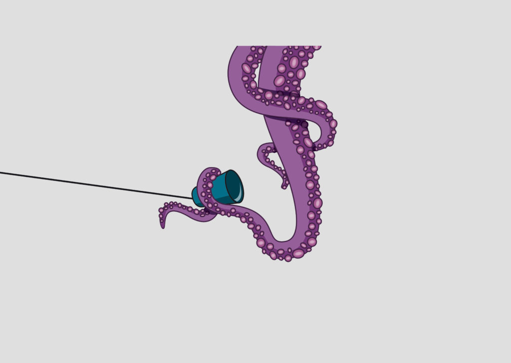Illustration eines Octopus für die Bürowand von YarnLab, Octopus, Telekommunikation,