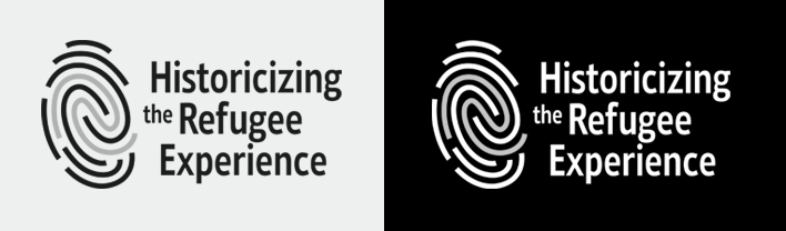 Schwarz und weiß-Version des Logos für Historicizing the Refugee Experience